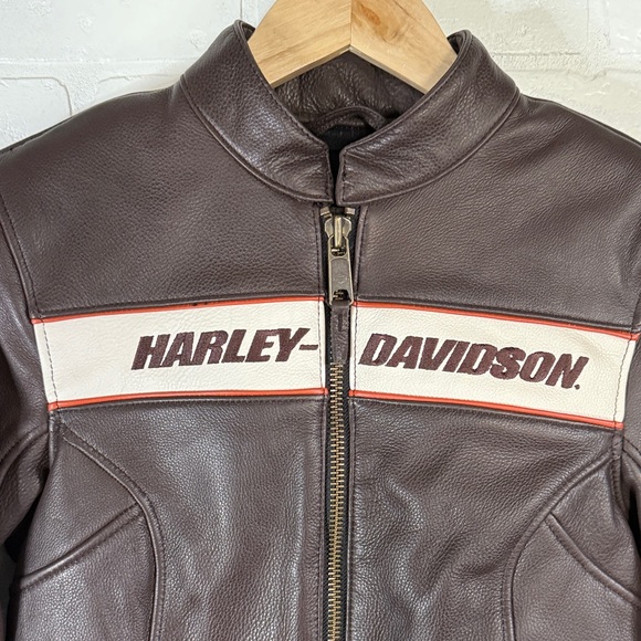 Harley-Davidson Women's Victory Lane Leather Brown Jacket Size Small NWT - Picture 8 of 14